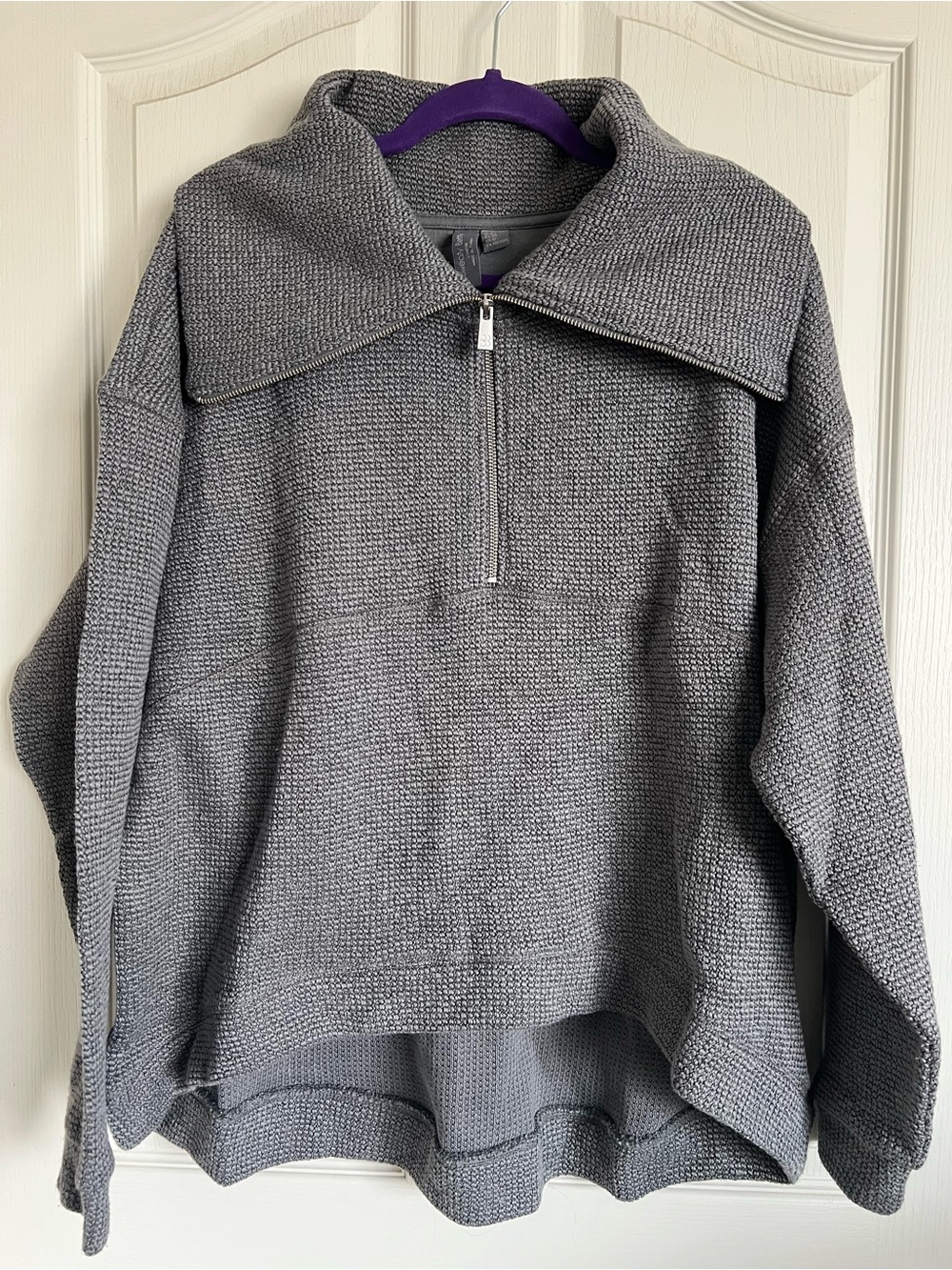 Sweaty Betty Gray Textured Quarter-Zip Pullover
